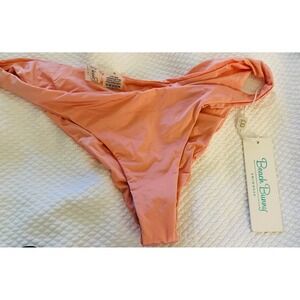 Beach Bunny Swimwear Bikini Bottoms XL Peach Ruched Cheeky‎ New with Tags